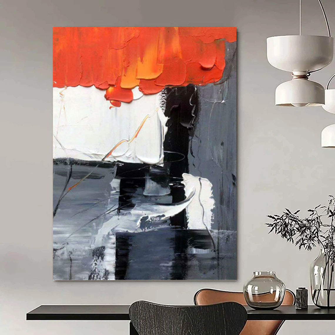 Oversized Custom - Rendered Textured Canvas Abstract for Dining Room & Hallway DKH1058