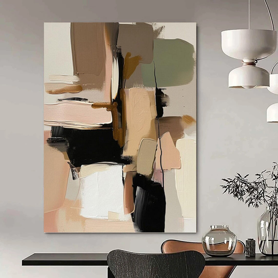 Captivatingly Large - Scale Hand - Painted Textured Abstract for Library & Reading Nook DKH1240
