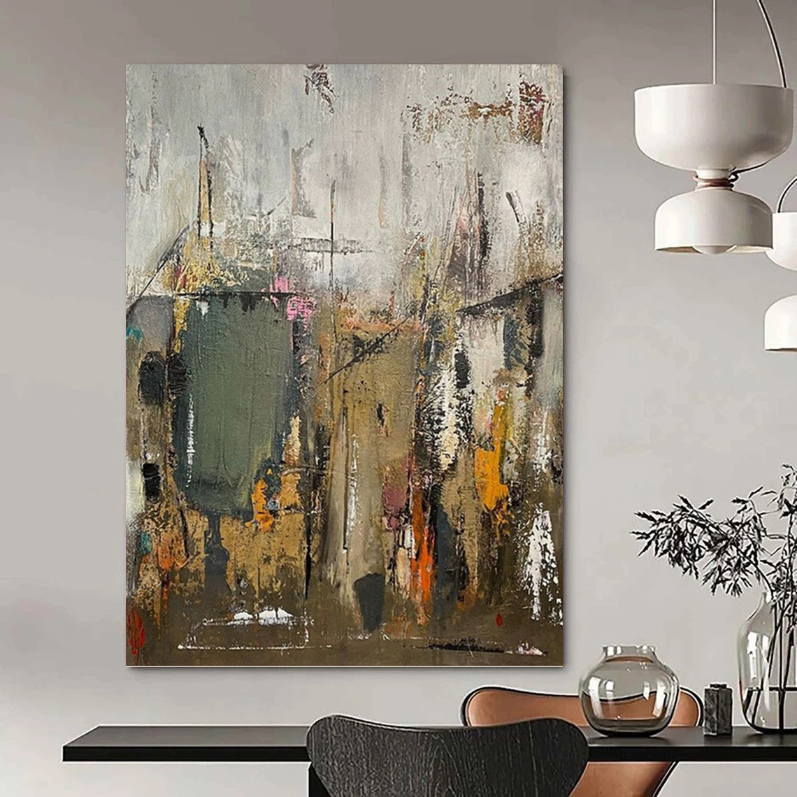 Massive Hand - Painted Custom Texture Canvas Abstract for Hallway & Entryway DKH1038