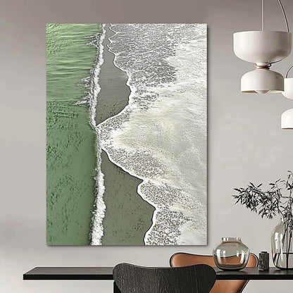 Contemporary large abstract painting depicting coastal harmony with vibrant waves and intricate patterns reflecting nature's serene beauty. DLZ1436
