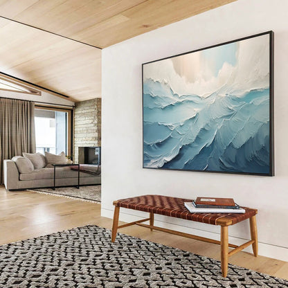 Textured Ocean Wave - Dynamic Coastal Living Room Art DLZ227