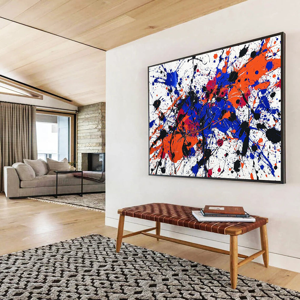 Splatter Abstract Expressionist - Dynamic Abstract Oil Painting On Canvas HB0484