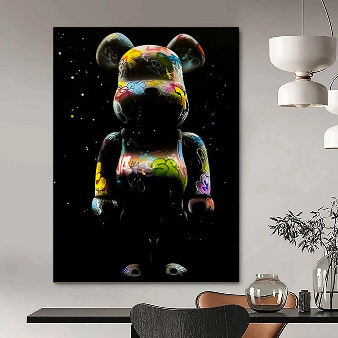 Uplifted Vertical Hand - Painted Custom Abstract Rondo (with Shimmering - Silk Textures) for Living Room and Hotel DKH1619