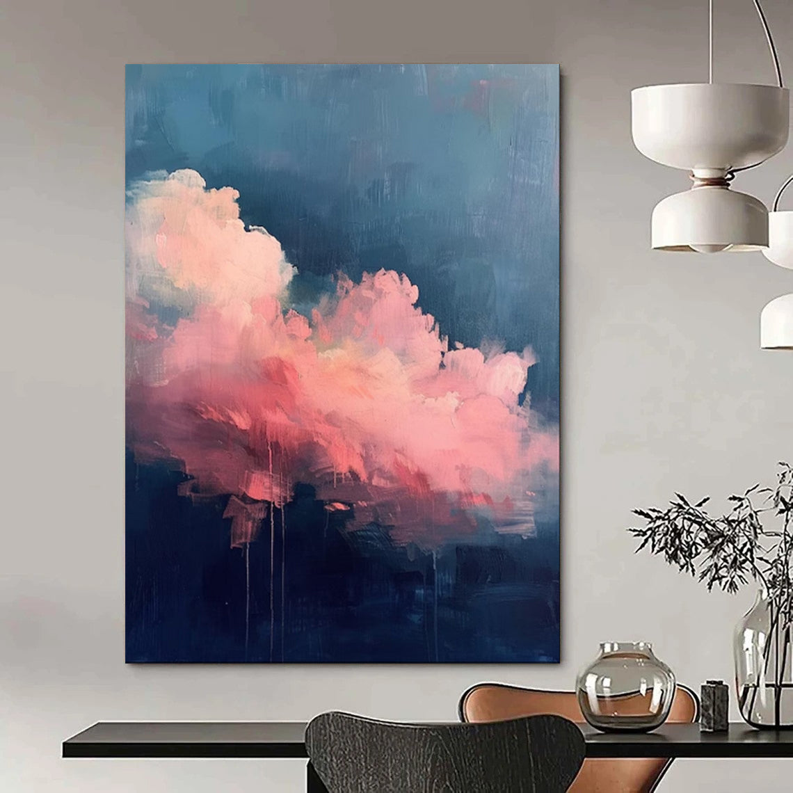 Ethereal & Light-Filled Hand-Painted Custom Abstract Painting for Bedroom & Dining Room LargeART1976