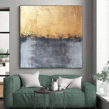 Gold, Gray and Black Abstract Gradient "Ethereal Horizon" Painting On Canvas HB355