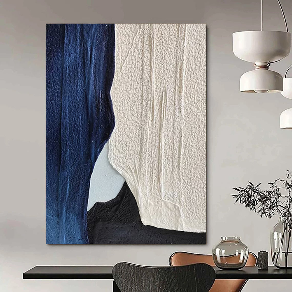 Extra - Colossal Vertical Hand - Painted Custom Abstract Rondo (with Unique Textures), for Bar and Hallway DKH1547