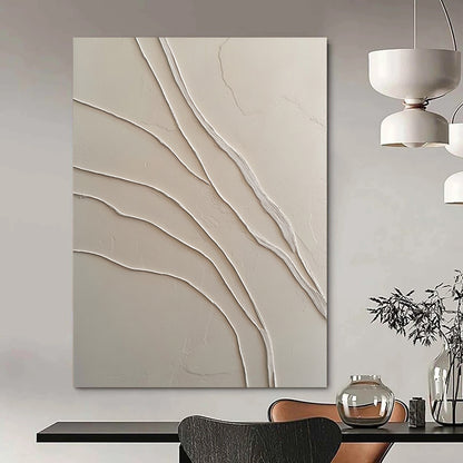 Contemporary abstract art featuring textured white plaster and graceful S-shaped lines creates a striking visual contrast and depth. DLZ1435