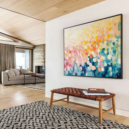 “Blossom - Dot Paradise” - Pastel circles, vibrant hues, Pointillist - Inspired Painting On Canvas HB0572