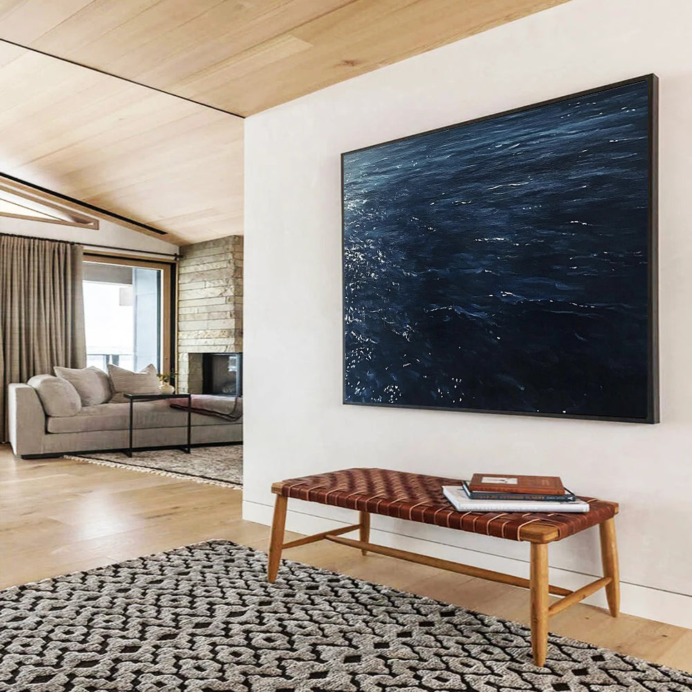 “Dark Blue Sea with Sparkles” - Realistic Oil Painting HB0526