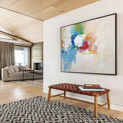 “Colorful Abstract Impasto” - Blue, green, red, orange, white; Textured abstract brushstrokes; Acrylic Painting On Canvas HB1236