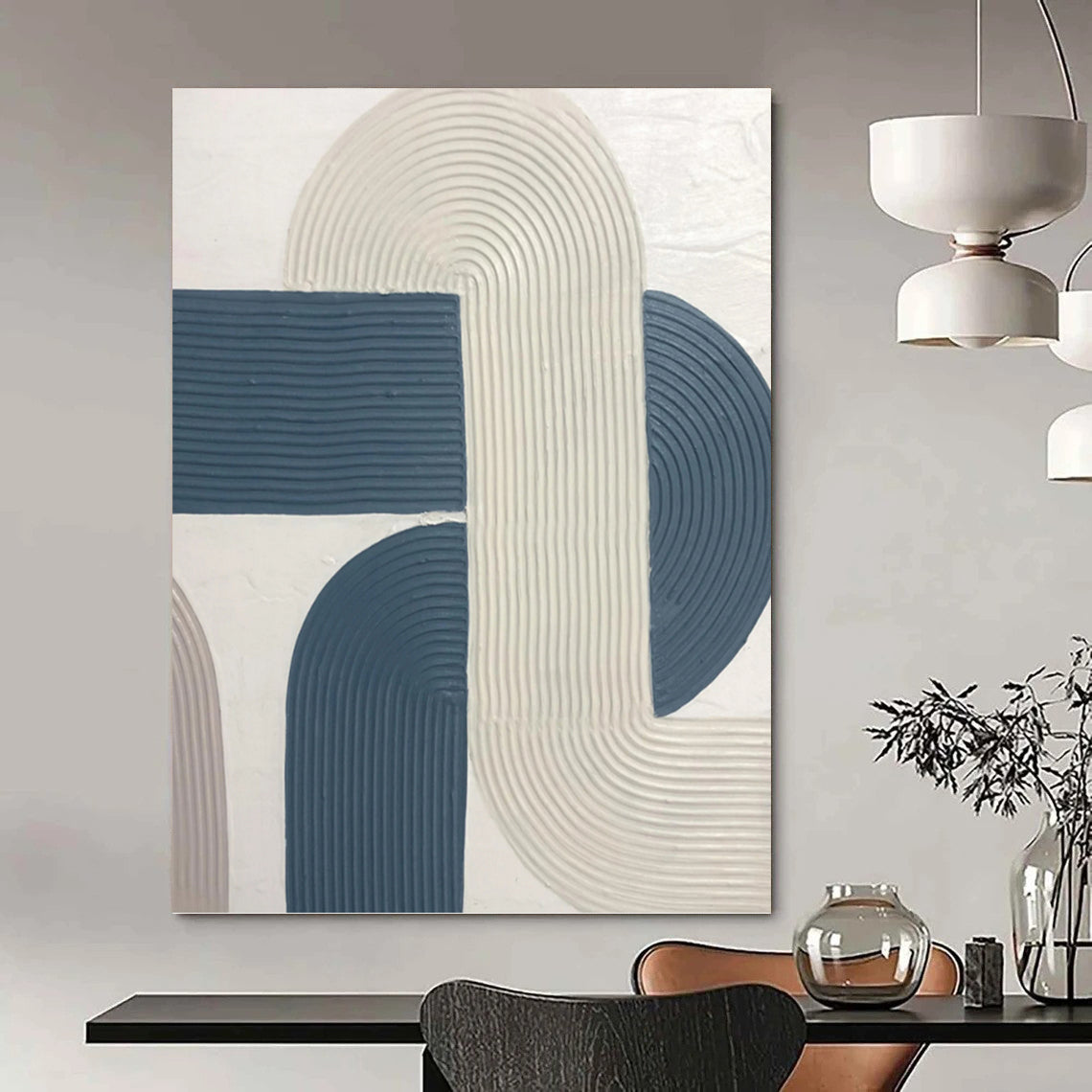 Custom - Designed by A - List Designers: Hand - Rendered Textured Canvas Painting for Office & Hallway DKH1163
