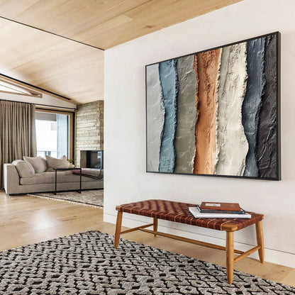 “Multi - colored Textured Vertical Strips” - Abstract Textural Painting On Canvas HB0507