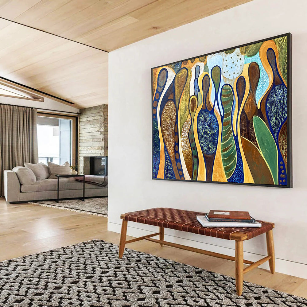 “Organic Shape Abstract” - Earthy Colors, Organic Forms - Painting On Canvas HB1411