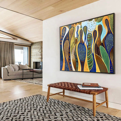 “Organic Shape Abstract” - Earthy Colors, Organic Forms - Painting On Canvas HB1411