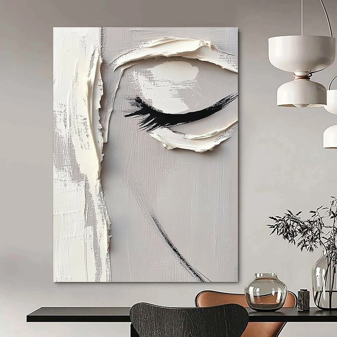 Contemporary large hand-painted abstract art featuring vibrant colors and dynamic shapes enhancing modern interiors with artistic flair. DLZ1769