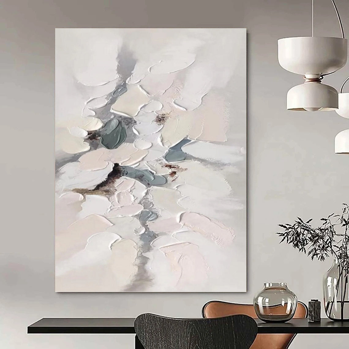 Designer - Curated Splendor: Hand - Rendered Textured Canvas Art for Hotel Lobby & Living Room DKH1174