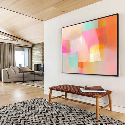 “Soft Pastel Geometric Shapes” - Pastel Colors, Geometric Forms Painting On Canvas HB0866