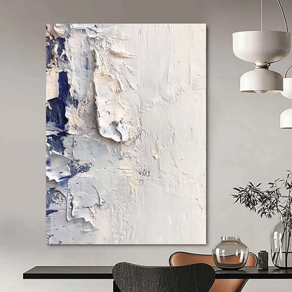 Large contemporary hand-painted abstract artwork featuring white snow and ice with thick impasto textures reminiscent of Richard Schmid's style. DLZ0676