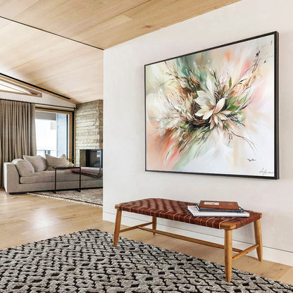 Soft Colorful Floral Abstract - “Blush Bouquet” Painting On Canvas HB1463