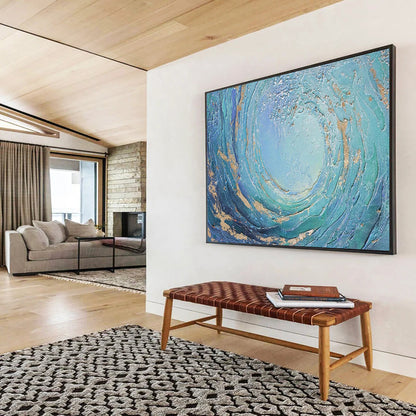 Textured Ocean Vortex - Dramatic Coastal Living Room Art DLZ254