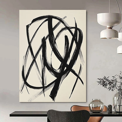 Contemporary hand-drawn abstract artwork showcases intricate intertwined forms with fluid shapes and bold strokes on white paper, embodying minimalist creative expression. DLZ1148