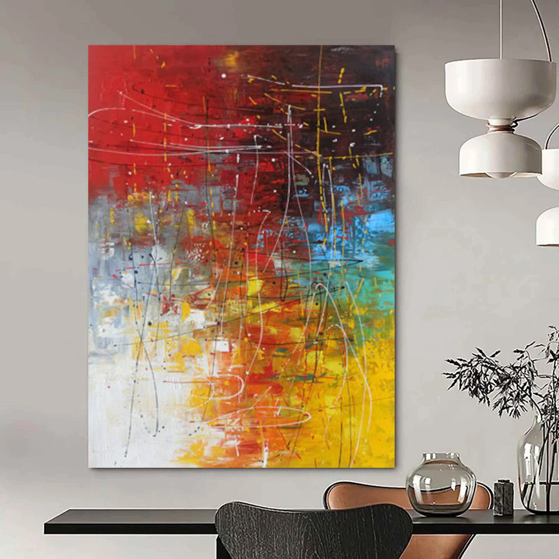 Custom Handmade Abstract Paintings: Big Sizes, Textured Details for Bedroom & Hallway DTP254