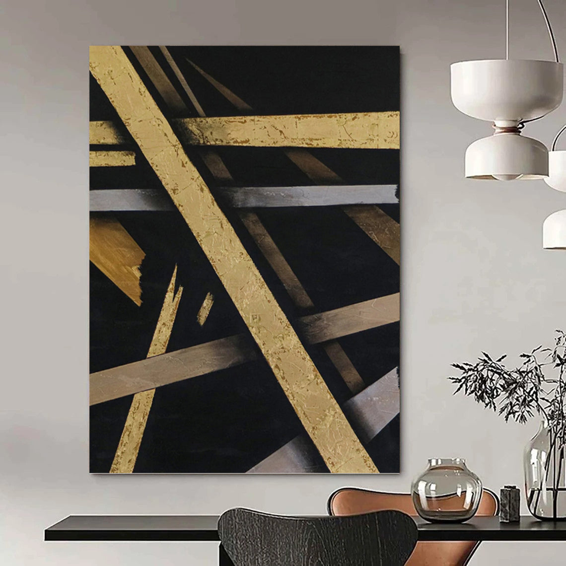 Luxurious Hand - Painted Textured Canvas Mural for Bar & Hotel Lobby DKH1094