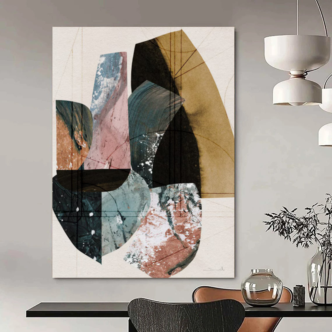 Flecked Textures: Gargantuan Custom Abstract Work for Living Room and Bar DTP152