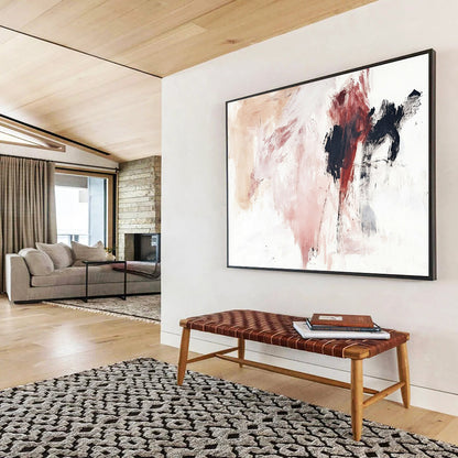 “Pink - Black Abstract Gestures” - Pink, Black, Abstract Expressionist Painting On Canvas HB1110