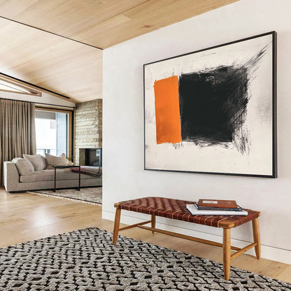 Textured Orange and Black Blocks - Impasto Color - Field Painting On Canvas HB0462