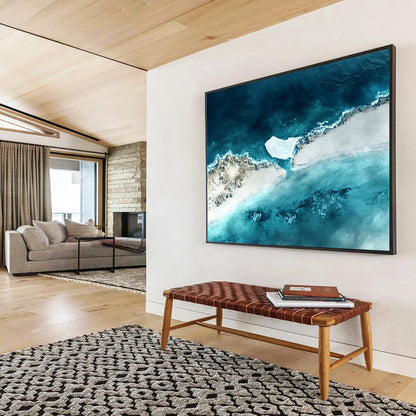 “Aerial Iceberg” - Blue, White, Beige with Iceberg and Coast - Aerial Photography HB1356