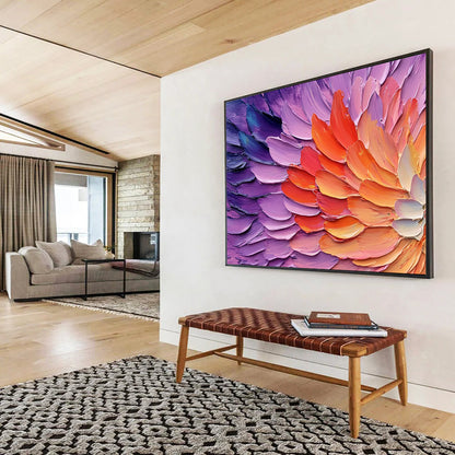 “Impasto Flower Petals” - Purple, Pink, Orange - Textured Floral Impasto - Acrylic Painting HB1326