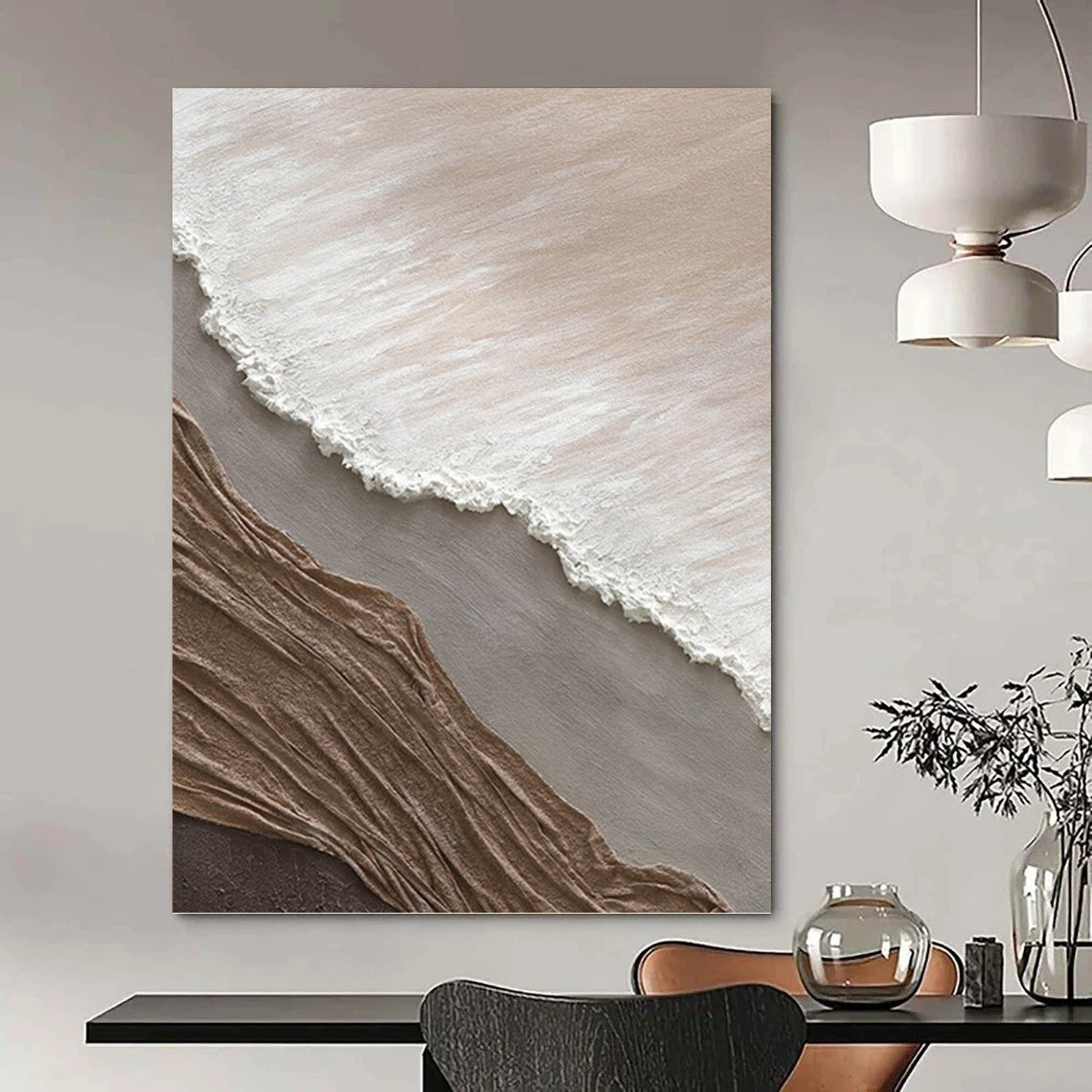Large - Scale Hand - Painted Custom Textured Abstract on Canvas for Living Room & Office DKH1036