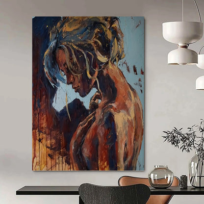 Large Vertical Custom Abstract Hand - Painted Canvas for Bar and Entryway DKH1651