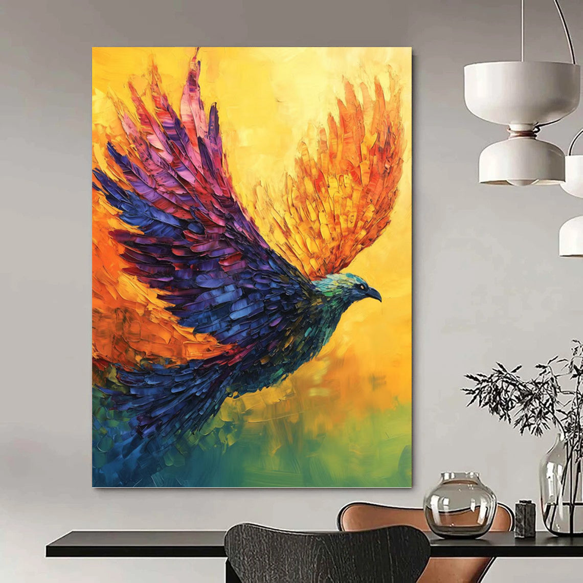 Large Vertical Custom Abstract Hand - Painted Work for Bedroom and Office DKH1656