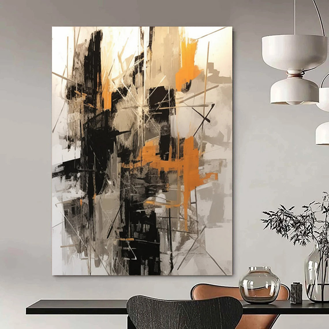 Lava Flow: Vast Hand - Painted Custom Abstract Gemstone for Living Room and Bar DTP116