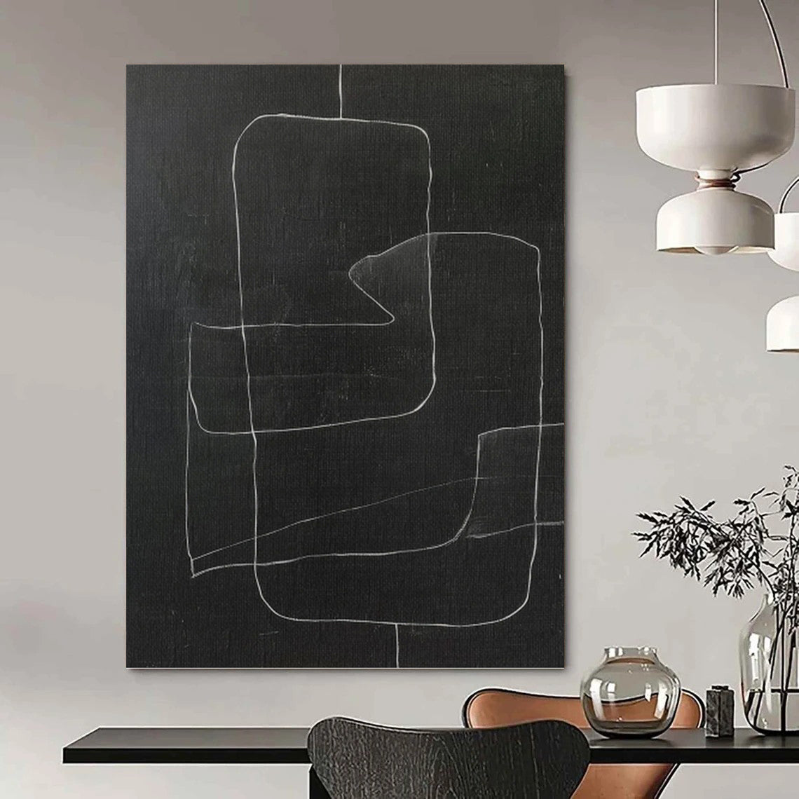 High - Fashion Designer - Painted Textured Canvas Mural for Bar & Hotel Lobby DKH1150
