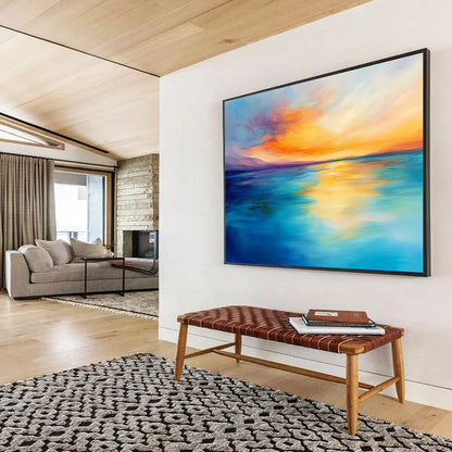 “Soft Sunset Horizons” - Pastel Pinks, Oranges, Yellows, Blues, Dreamy Ocean Sunset - Impasto Oil Painting HB1754