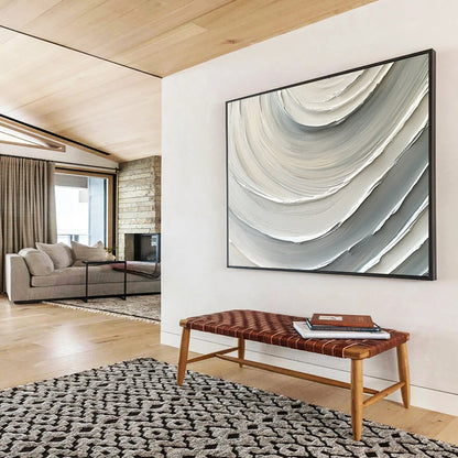 “Gray - White Textured Swirls” - Gray, White, Textured swirl patterns - Relief Art HB1791