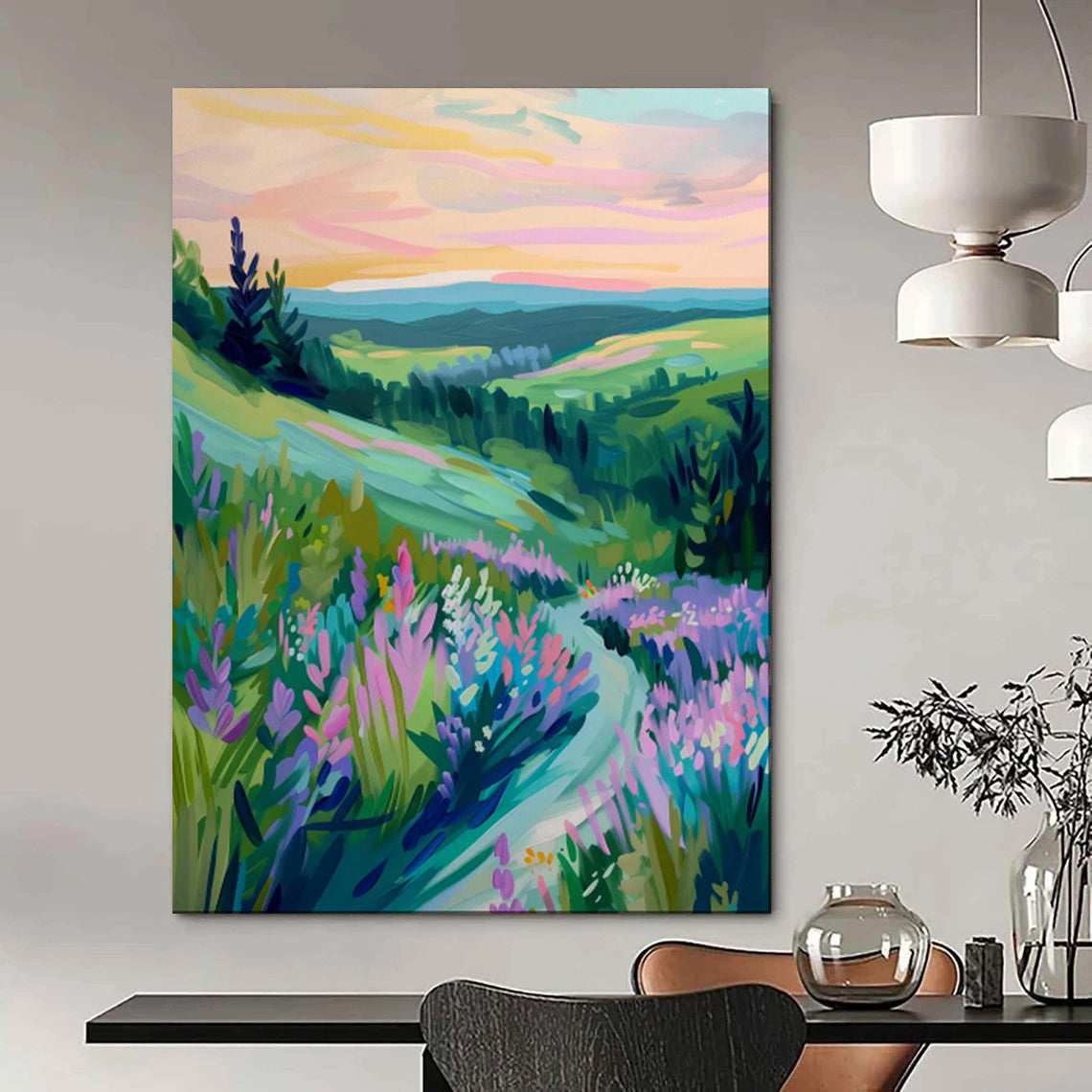Exuberant & Joyful Hand-Painted Custom Abstract Painting for Living Room & Entryway LargeART2015