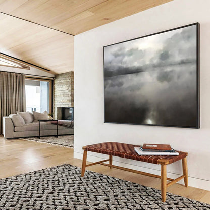 Monochrome Lake Reflection - Oversized Calm Bathroom Art DLZ124