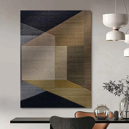 Designer - Inspired Masterwork: Hand - Painted Textured Canvas Mural for Living Room & Hotel Lobby DKH1134