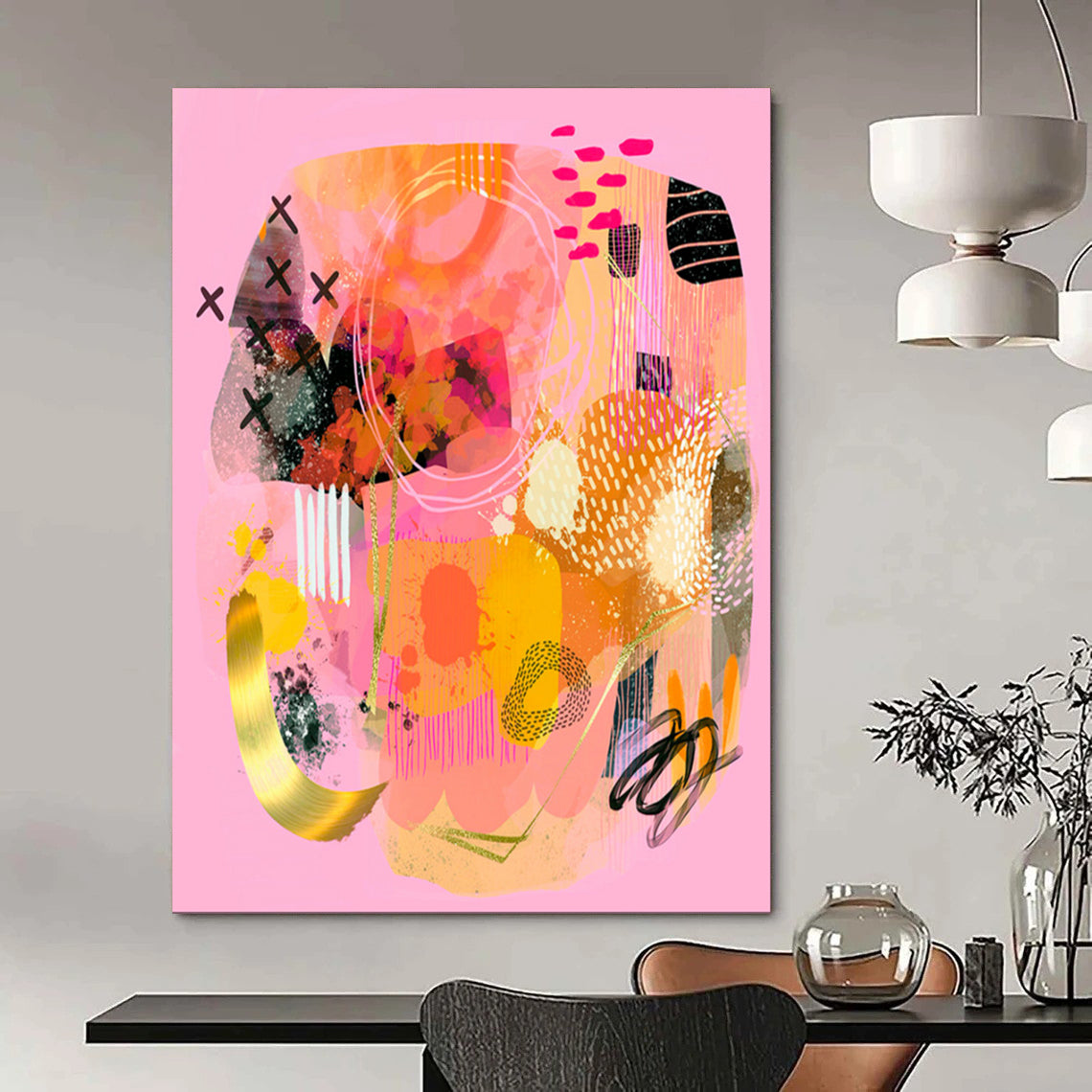 Earthy & Natural Hand-Painted Custom Abstract Painting for Dining Room & Entryway LargeART2009