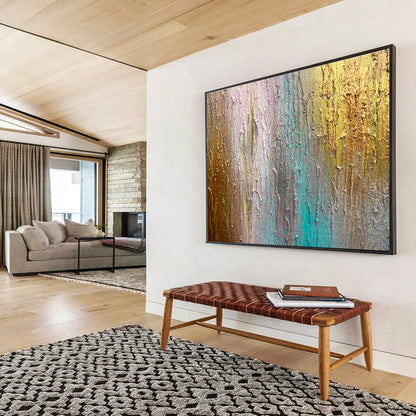 Cozy Large Abstract Painting with Plush Textured Surfaces for Bedroom & Hallway DKH916