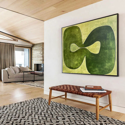 “Infinite Green Loop” - Greens, Beiges, Abstract Infinity - Inspired Shape - Acrylic Painting HB1763