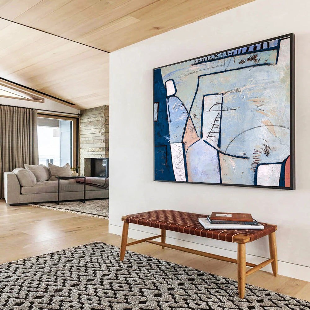 Oversized Hand - Painted Abstract Wall Mural for Living Room & Bar DKH547