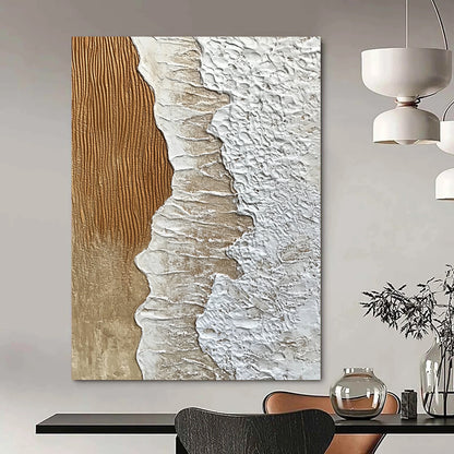 Contemporary abstract art features textured sand and crashing waves, creating intricate patterns that embody the beauty and power of nature. DLZ1207