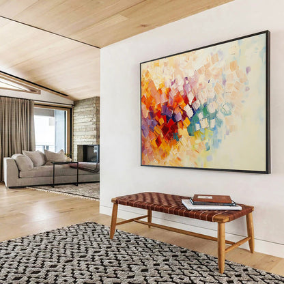 “Colorful Cubist Blooms” - Multicolor, Cubist - style Flower, Palette Knife Textured Painting HB1116