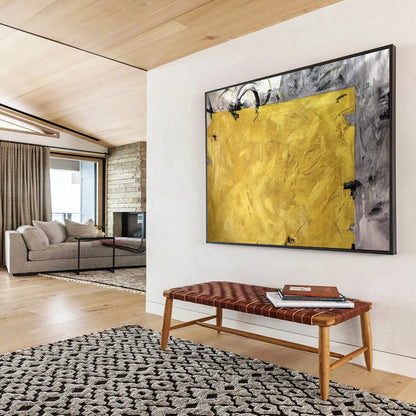 Bold Yellow and Grey Abstract: A Statement of Artistic Confidence DLZ153