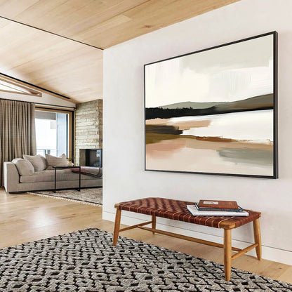 “Soft Tonal Landscape” - Beige, Gray, Brown, Muted Natural Scene - Abstract Landscape Painting HB1668